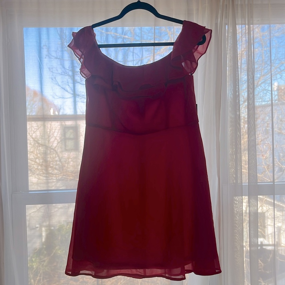 LuLu’s dark red off the shoulders mini dress